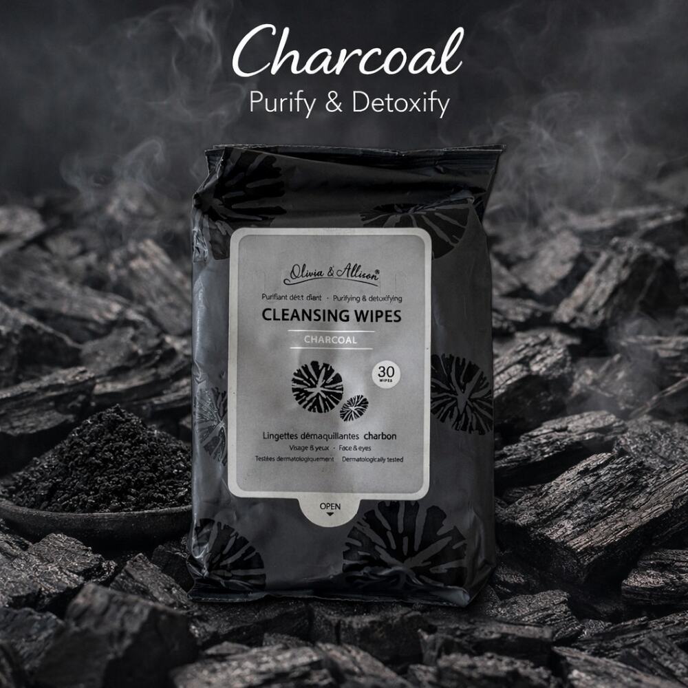 Olivia & Allison Charcoal Cleansing Wipes NEW